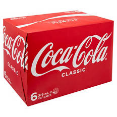 Coca-Cola Classic Soft Drink Multipack 6x375mL.